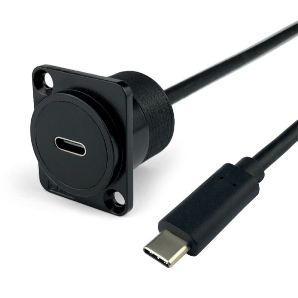 USB-C Einbaubuchse mit Kabel in Cliff bzw. Neutrik D-Serien Gehäuse