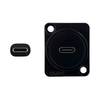 USB Typ-C 3.2 Gen 2x2 Metall-Einbaubuchse (Cliff/Neutrik D-Serie) mit Verlängerungskabel