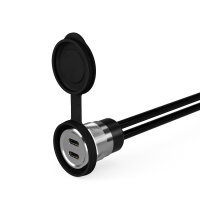 USB Typ-C Power Delivery Doppel-Einbaubuchse mit Verlängerungskabel