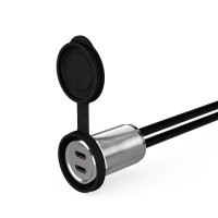 USB Typ-C Power Delivery Doppel-Einbaubuchse mit Verlängerungskabel