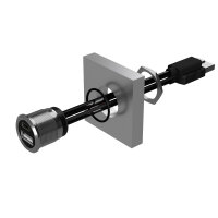 USB-Einbauladegerät 140 Watt GaN 5-Port mit Montageflansch für den Tisch- und Möbeleinbau im Set inkl. USB-Einbaubuchsen
